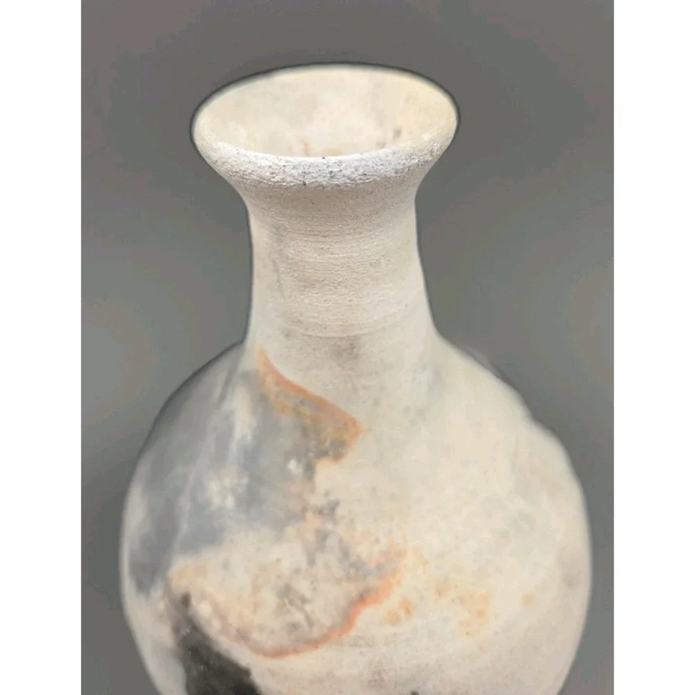 Lukart Studio Raku Pottery Vase Signed Artist Hand Thrown Flashing Bud Vessel